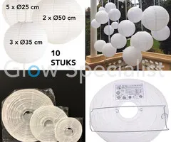 WHITE PAPER LANTERNS - 3 SIZES - SET OF 10