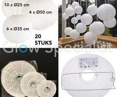 WHITE PAPER LANTERNS - 3 SIZES - SET OF 20