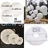 WHITE PAPER LANTERNS - 3 SIZES - SET OF 30