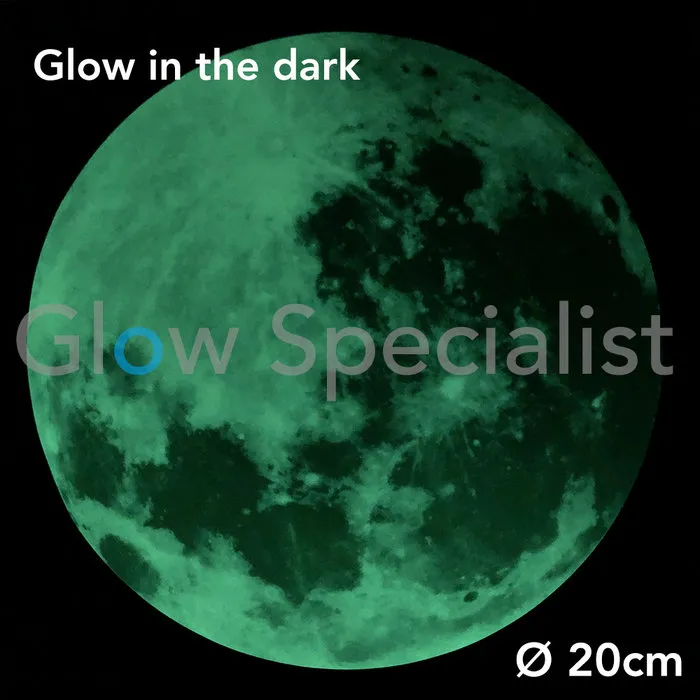 Glow in the Dark Volle Maan – Lichtgevende Muurdecoratie – 3 Maten (Ø20/30/40 cm)