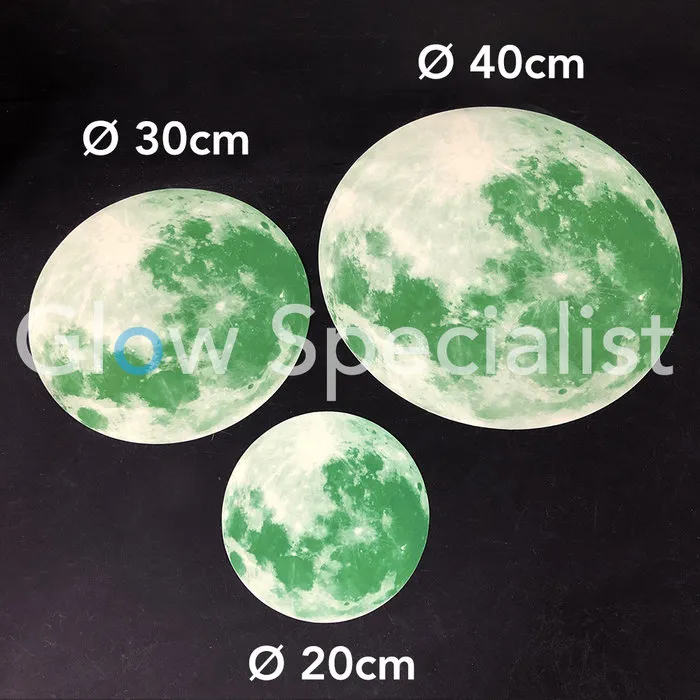 Glow in the Dark Volle Maan – Lichtgevende Muurdecoratie – 3 Maten (Ø20/30/40 cm)