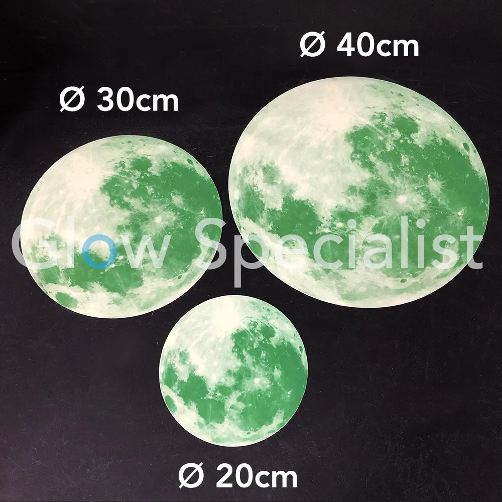 Glow in the Dark Volle Maan – Lichtgevende Muurdecoratie – 3 Maten (Ø20/30/40 cm)