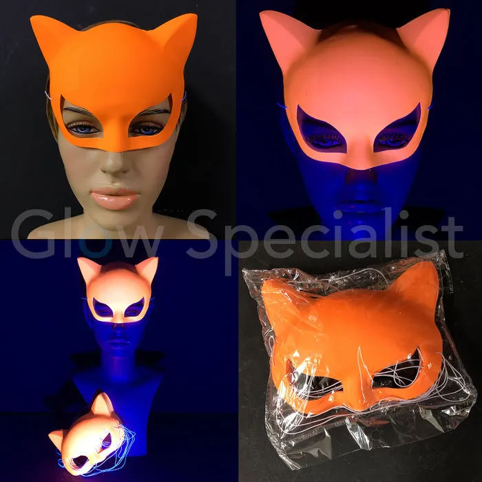 Glow Specialist NEON OOGMASKER KAT - SET VAN 12 STUKS - 4 KLEUREN