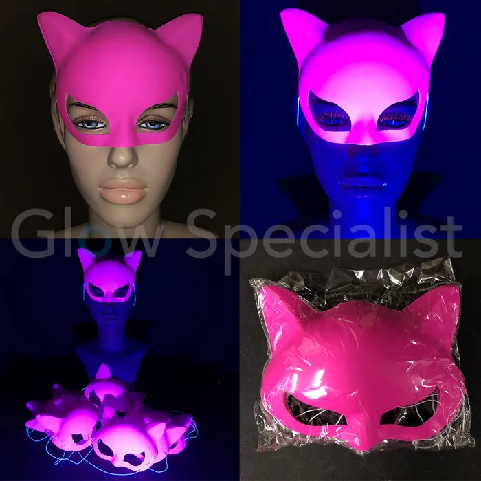 Glow Specialist NEON OOGMASKER KAT - SET VAN 12 STUKS - 4 KLEUREN