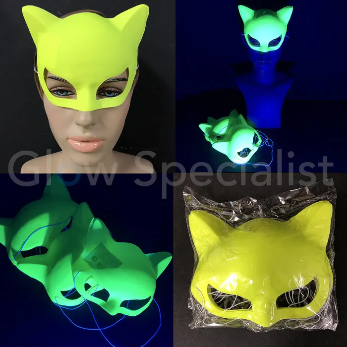Glow Specialist NEON OOGMASKER KAT - SET VAN 12 STUKS - 4 KLEUREN