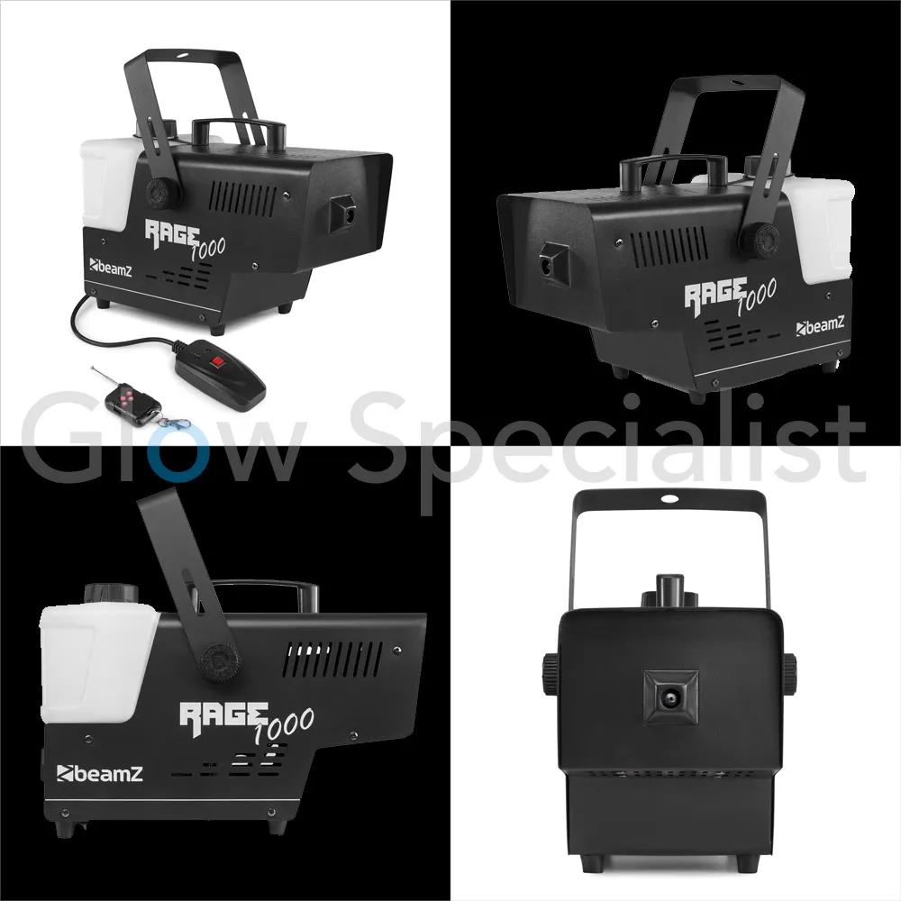 BeamZ BeamZ Rage1000 Fog Machine – 1000W – Wireless Remote – High Output – Fast Heat‑Up