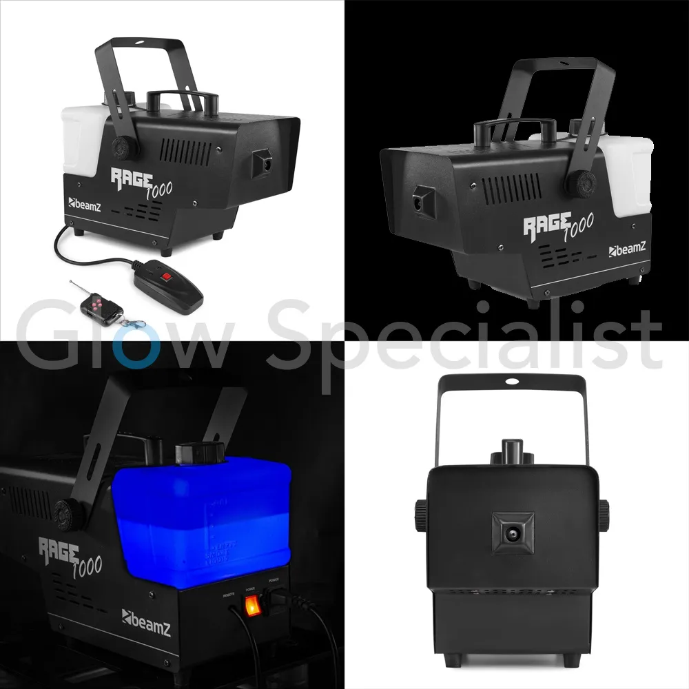 BeamZ BeamZ Rage1000 Fog Machine – 1000W – Wireless Remote – High Output – Fast Heat‑Up