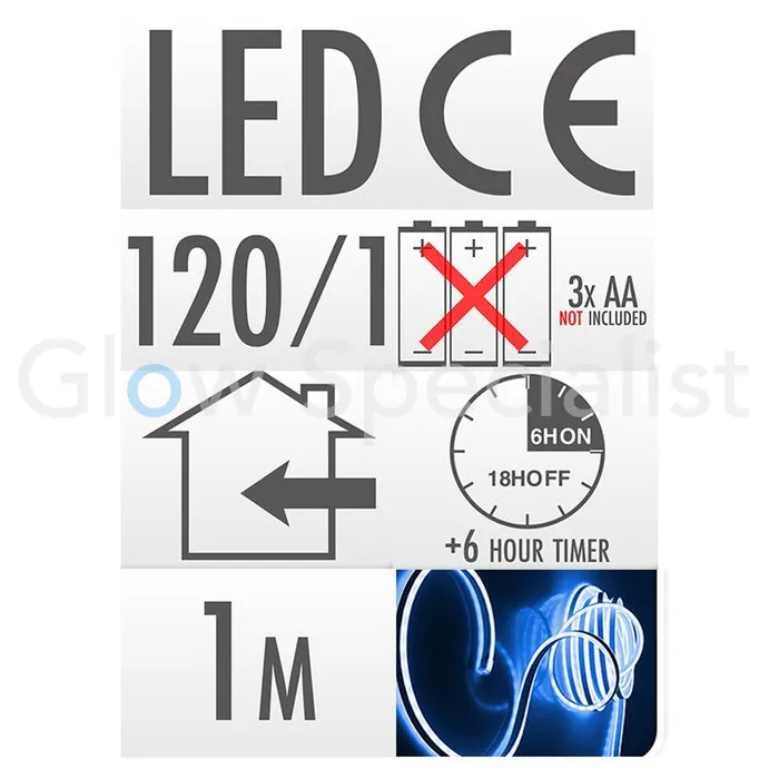 LED ROPE LIGHT - 120 LED - 1 METER - BLUE - WITH TIMER