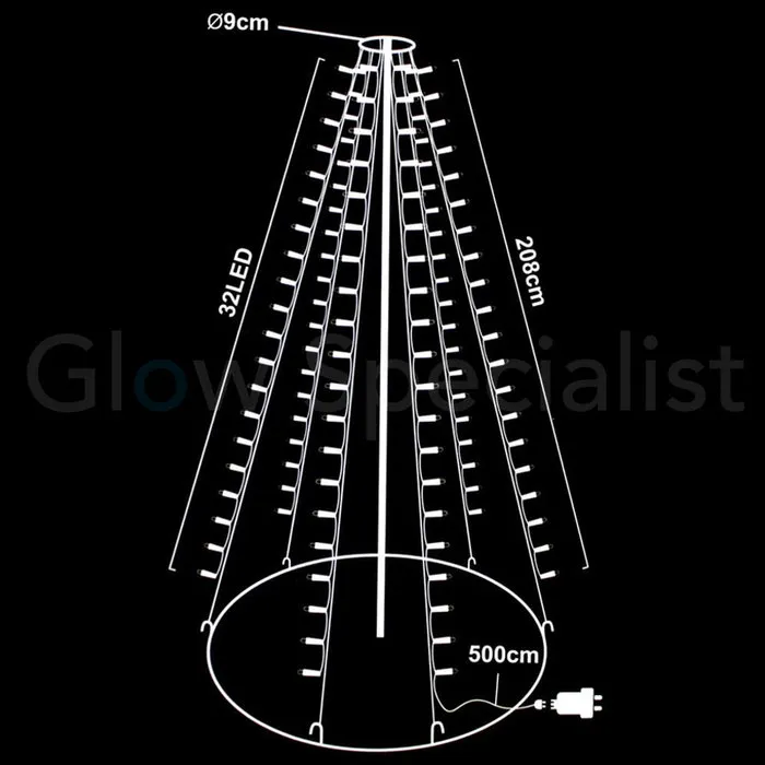 FLAG POLE LIGHTING - 192 LED - H 208 CM - WARM WHITE