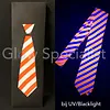 Glow Specialist UV / BLACKLIGHT NEON NECKTIE - STRIPED ORANGE/WHITE