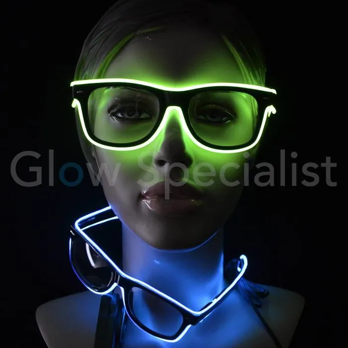 EL‑WIRE LED Bril – Lichtgevende Neon Party Bril met Knipperstanden