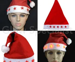 SANTA HAT WITH LUMINIOUS STARS - 1 PIECE - STANDARD