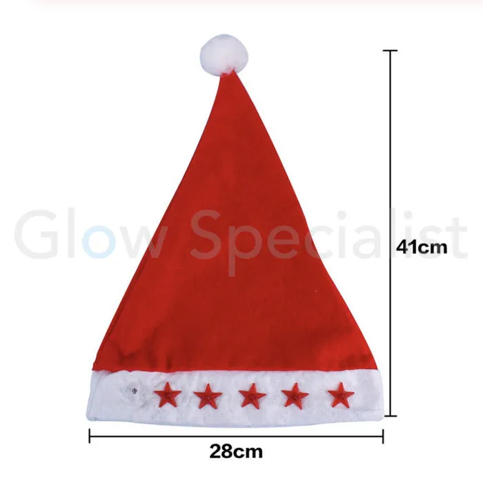 SANTA HAT WITH LIGHT-UP STARS - 1 PIECE - STANDARD