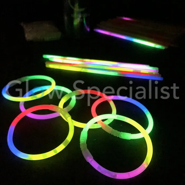 Glow Specialist Glowarmbandjes Tricolor – Koker met 100 stuks – Glowsticks / Breaklights – Lange brandduur