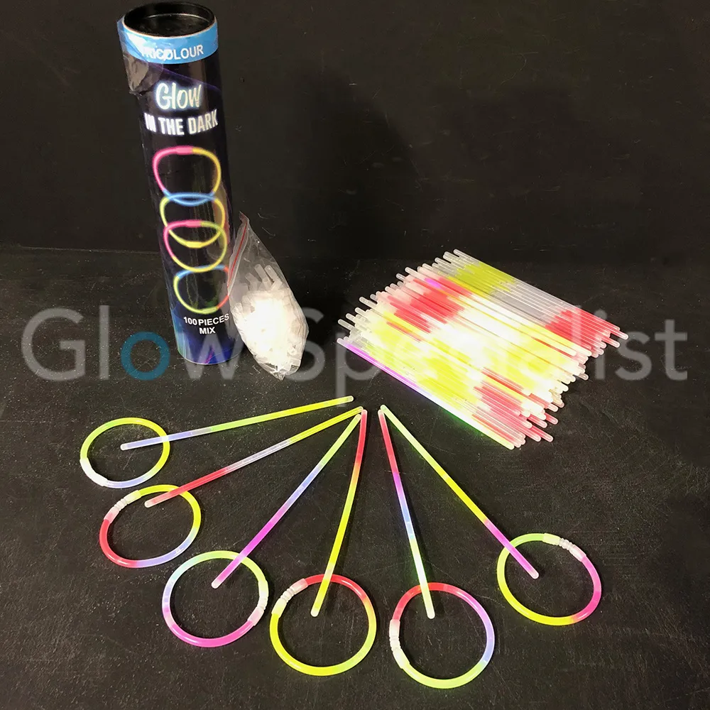 Glow Specialist Glowarmbandjes Tricolor – Koker met 100 stuks – Glowsticks / Breaklights – Lange brandduur