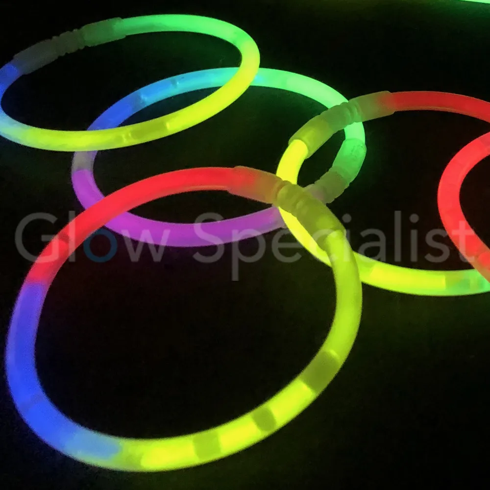 Glow Specialist Glowarmbandjes Tricolor – Koker met 100 stuks – Glowsticks / Breaklights – Lange brandduur