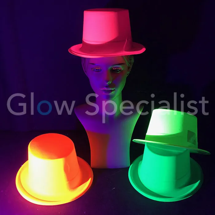 UV / BLACKLIGHT TOP HAT - NEON YELLOW - 12 PCS