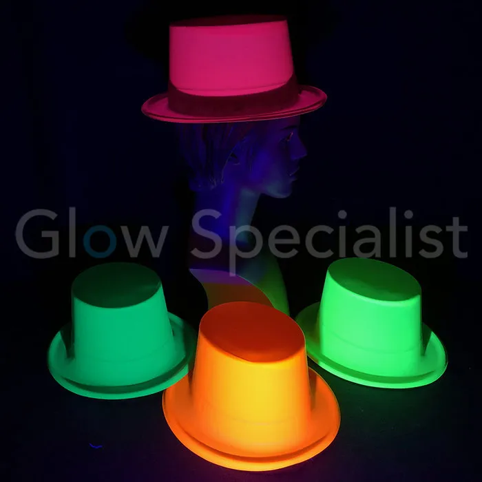 UV / BLACKLIGHT TOP HAT - NEON PINK - 12 PCS