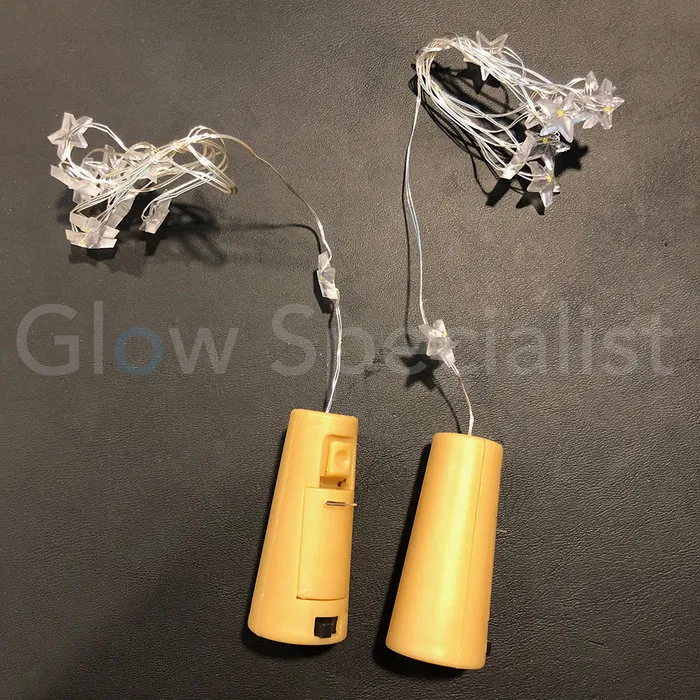 BOTTLE STOPPER WITH 8 LED STARS - WARM WHITE - 2 PCS
