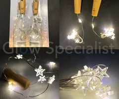 FLESSENSTOP MET 8 LED STERREN - WARM WIT - SET VAN 2