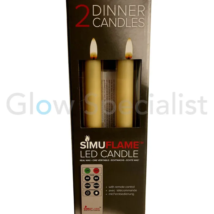 Simuflame LED SIMUFLAME CANDLES WITH REMOTE CONTROL - IVORY -SET OF 2