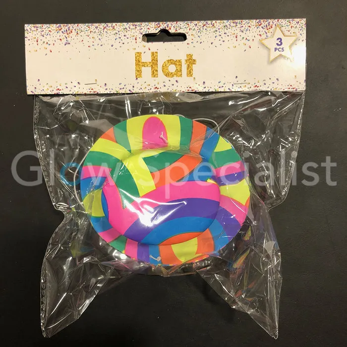 UV / BLACKLIGHT PARTY HATS - RETRO - SET OF 3