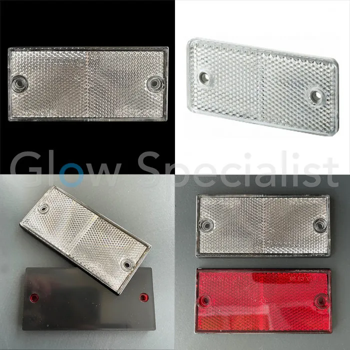 RECHTHOEKIGE REFLECTOR WIT - 105 X 48 MM - MET SCHROEFGATEN - SET VAN 2
