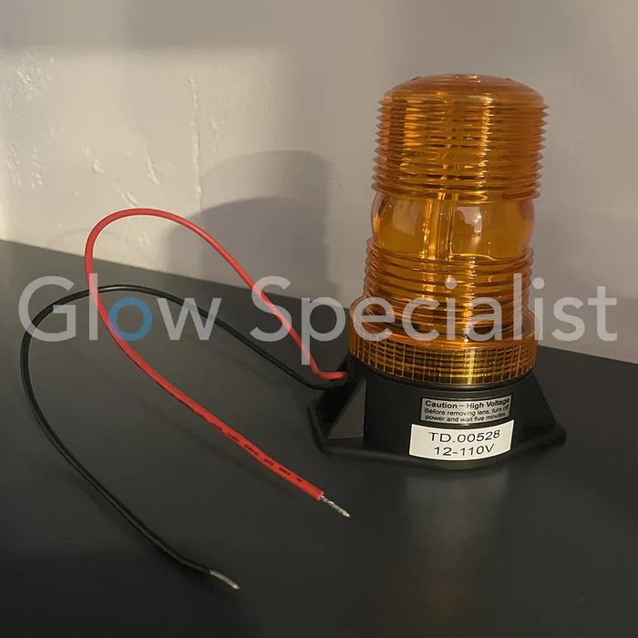 LED STROBE LIGHT - 12V-110V - FLAT FIXED MOUNTING - ORANGE