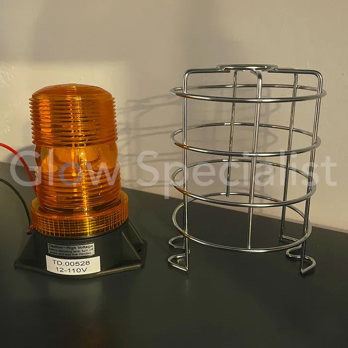 LED STROBE LIGHT - 12V-110V - FLAT FIXED MOUNTING - ORANGE