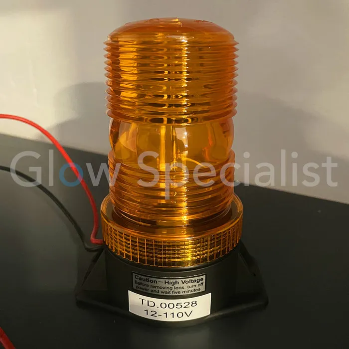 LED STROBE LIGHT - 12V-110V - FLAT FIXED MOUNTING - ORANGE