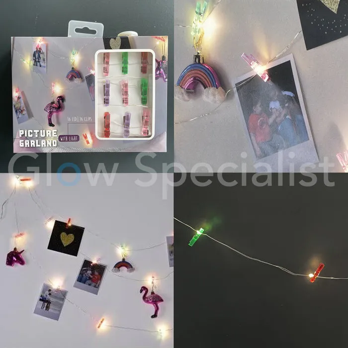 PICTURE GARLAND WITH LIGHT AND 16 CLIPS - 3 METER