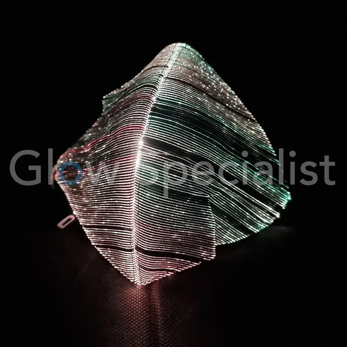 LIGHT UP FIBRE OPTIC FACE MASK - RECHARGEABLE - 11 POSITIONS