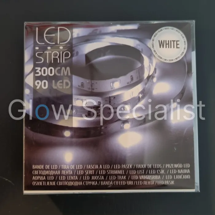 LED Strip – 3 Meter – 90 Cool White LEDs – Battery Powered – For Mirrors, Closets, Signage & Décor