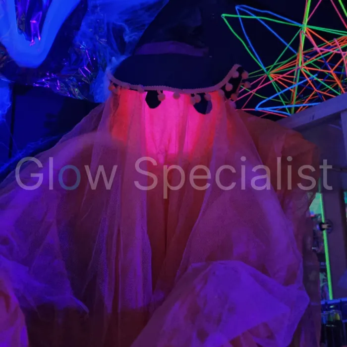Europalms HALLOWEEN ORANJE SPOOK MET HEKSENHOED - COLOR CHANGING - 150 CM