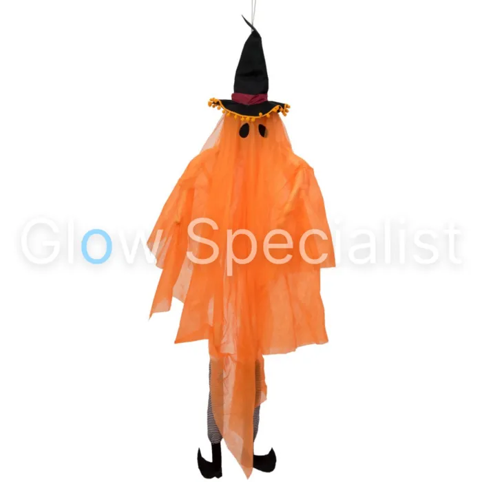 Europalms HALLOWEEN ORANJE SPOOK MET HEKSENHOED - COLOR CHANGING - 150 CM