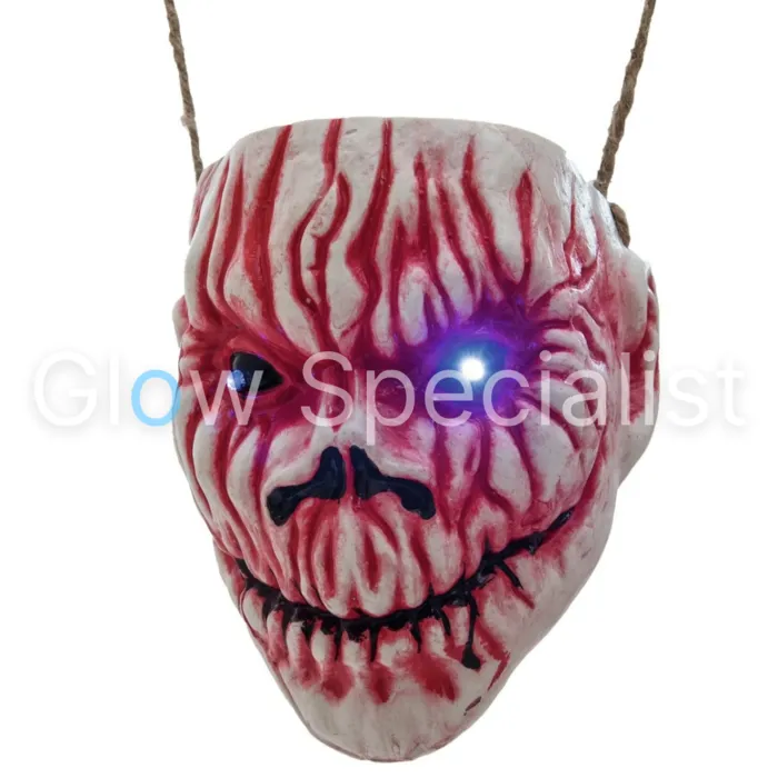 HALLOWEEN HANGING SKULL WITH BLUE LED EYES