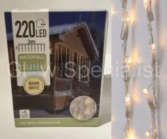 LIGHT CURTAIN WITH WATERFALL EFFECT - 220 LEDS - 2 M - WARM WHITE - IP44