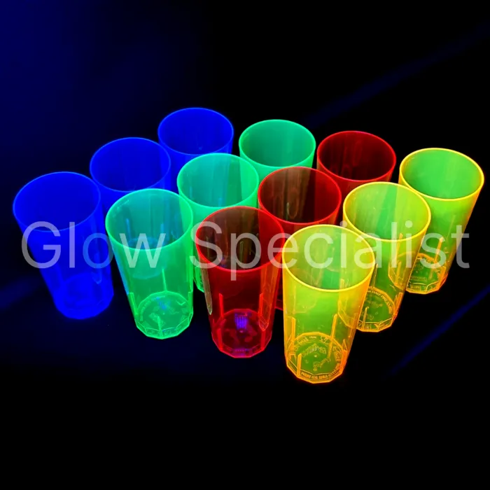 Glow Specialist UV/BLACKLIGHT NEON DRINKING GLASSES - 12 PIECES