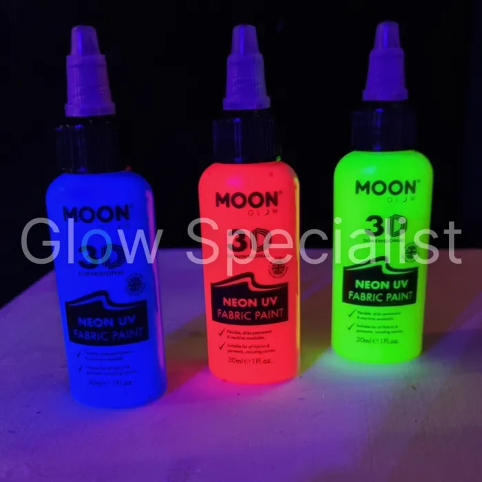 TEXTILE DYE - UV / BLACKLIGHT - SET OF 3 - RED, YELLOW, BLUE