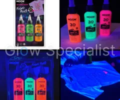 TEXTILE PAINT - UV / BLACKLIGHT - SET OF 3 - PINK, GREEN, ORANGE