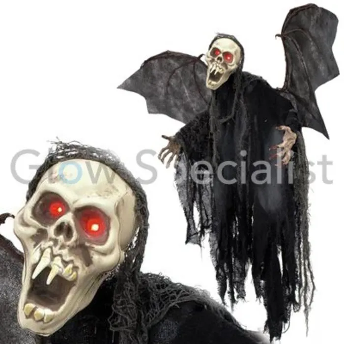 HALLOWEEN GHOST BATS - WITH RED LED EYES