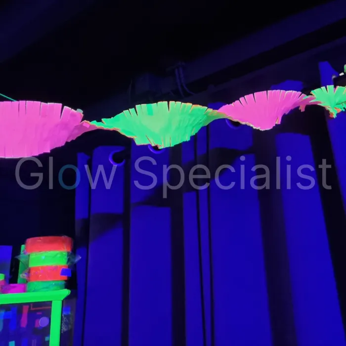 UV NEON CREPE GARLAND - 18 METERS - RAINBOW