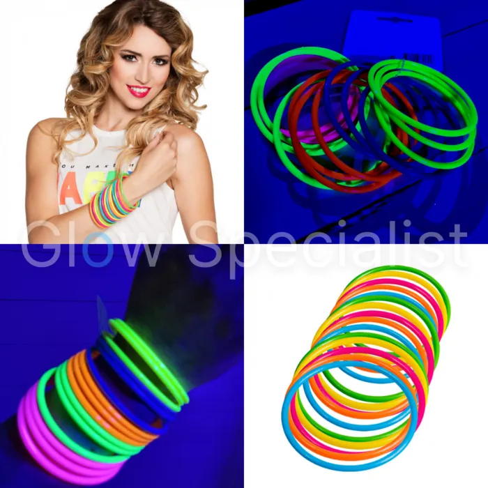 UV / BLACKLIGHT NEON BRACELETS - SET OF 15