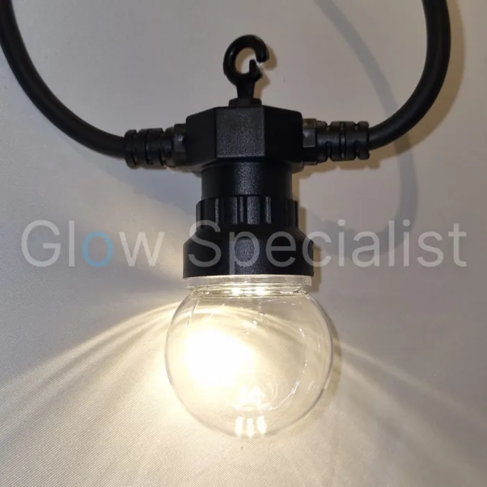 PRIKKABEL - 5 M - 10 LED LAMPEN - HELDER - WARM WIT - IP44