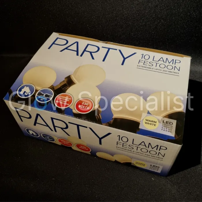 FESTOON LIGHT - 5 M - 10 LED LIGHTS - OPAL - WARM WHITE - IP44