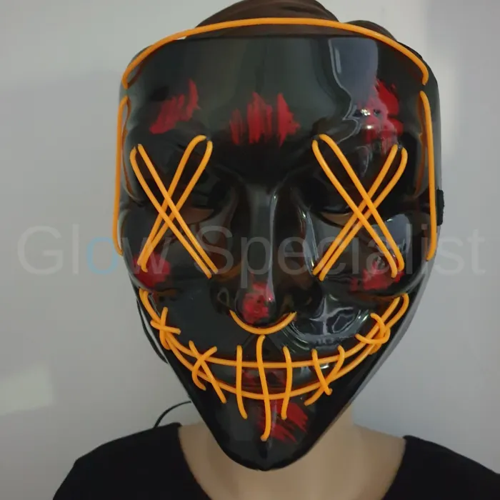EL WIRE HALLOWEEN MASK - ORANGE, PINK OR RED