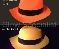UV / BLACKLIGHT GANGSTER HAT - NEON ORANGE - 12 PCS