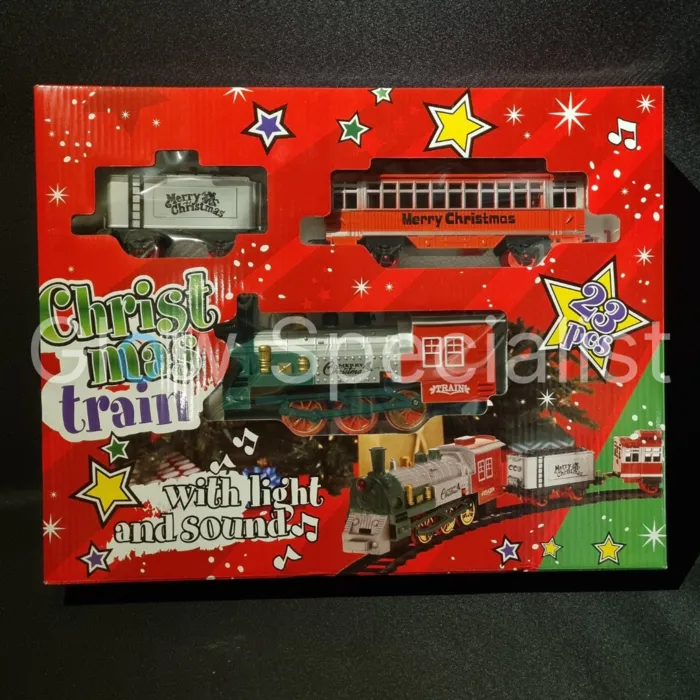 CHRISTMAS TRAIN SET WITH LIGHT AND SOUND - 23 PIECES