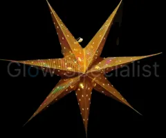 CHRISTMAS STAR WITH LIGHTS - 60 CM - GOLD OR SILVER - 10 LEDS
