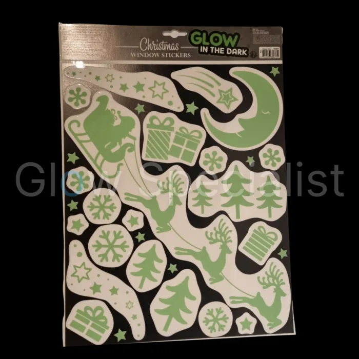 CHRISTMAS - GLOW IN THE DARK WINDOW STICKERS - 2 SETS